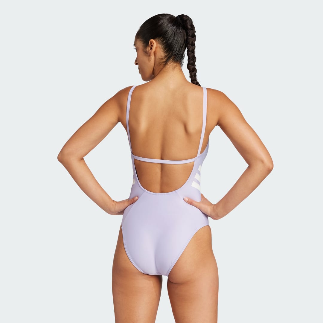 Plavky adidas Performance 3-Stripes U-Back One Piece Swimsuit Fialová | JI6030, 1