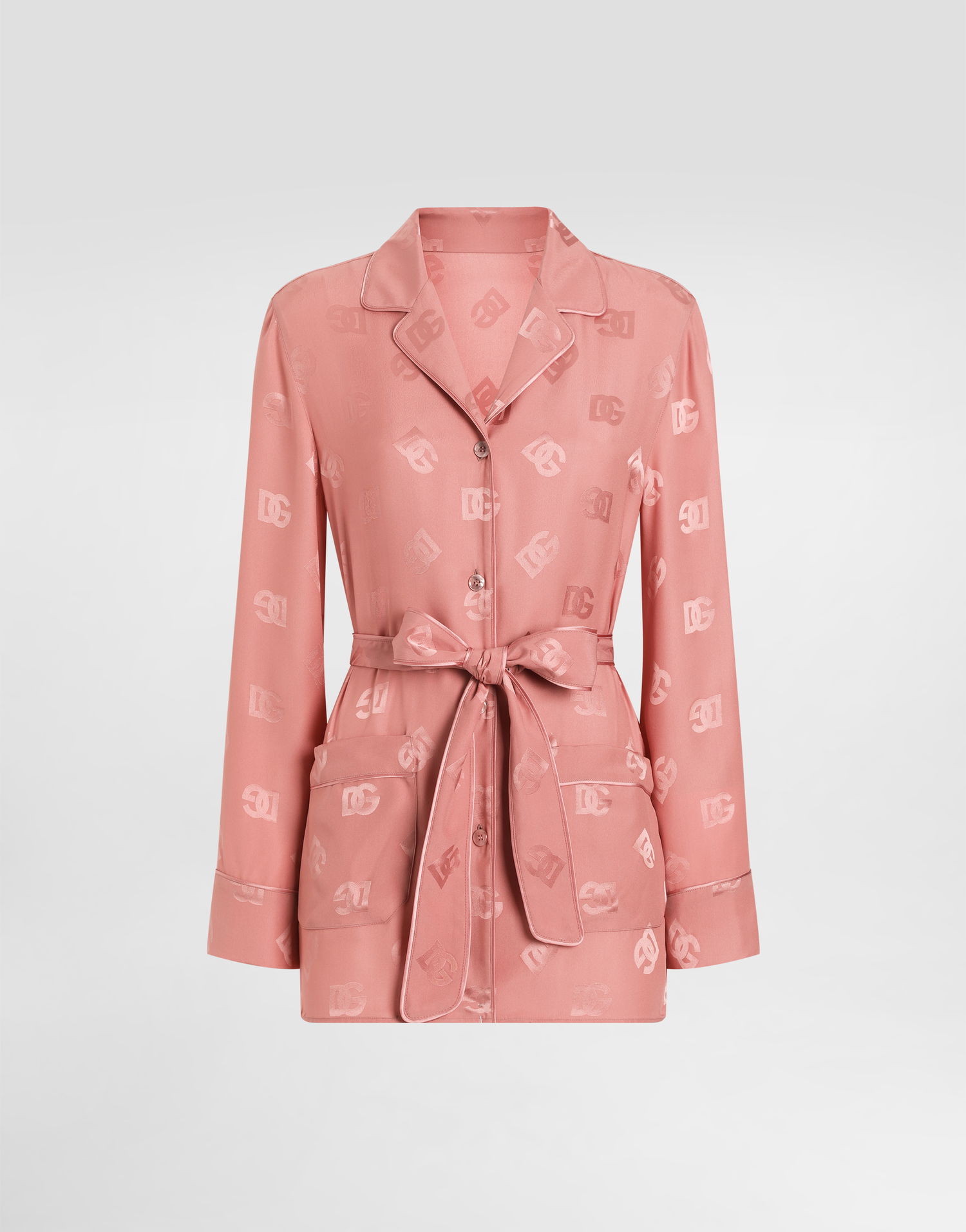 Pyžamo Dolce & Gabbana Dolce & Gabbana Silk Jacquard Pajama Shirt with DG Logo Ružová | F5I89TFJ1JOF0473, 0