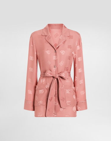 Pyžamo Dolce & Gabbana Dolce & Gabbana Silk Jacquard Pajama Shirt with DG Logo Ružová | F5I89TFJ1JOF0473, 0