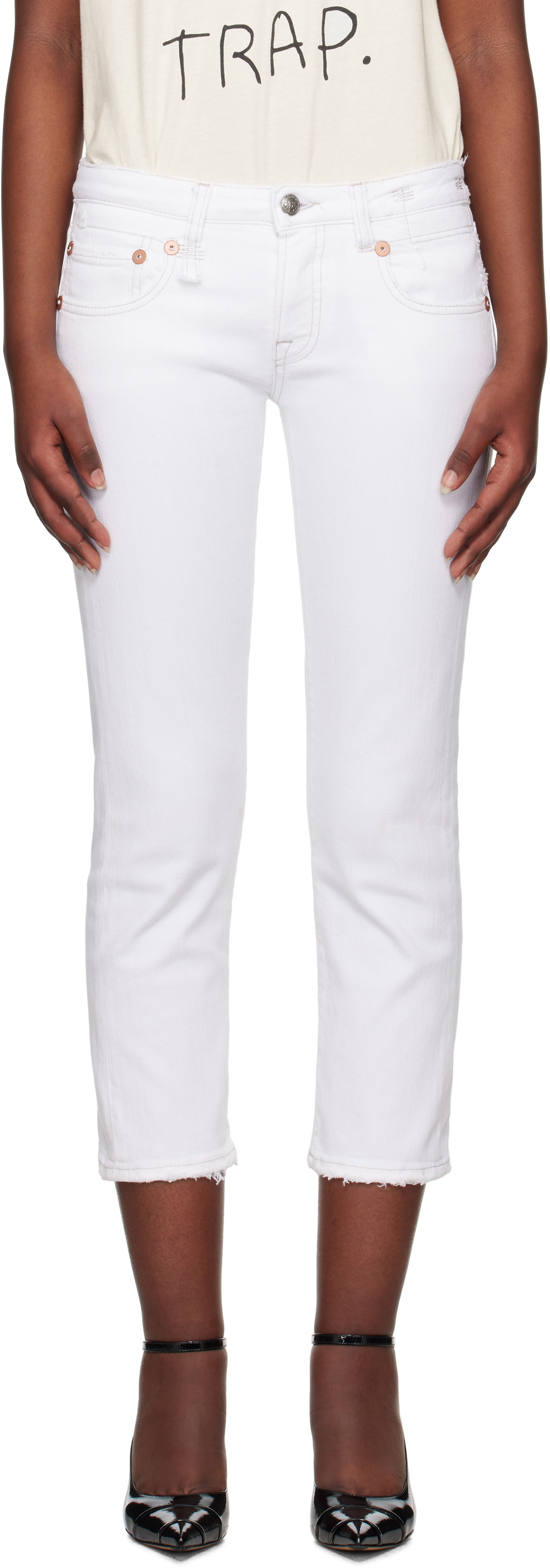 Džínsy R13 R13 Boy Straight Cropped Jeans Biela | R13W0091-895A, 0