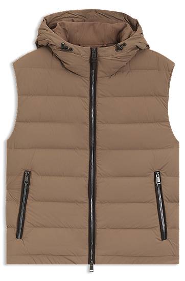 Vesta BOSS Hooded Water-Repellent Down-Filled Gilet Hnedá | 50548618