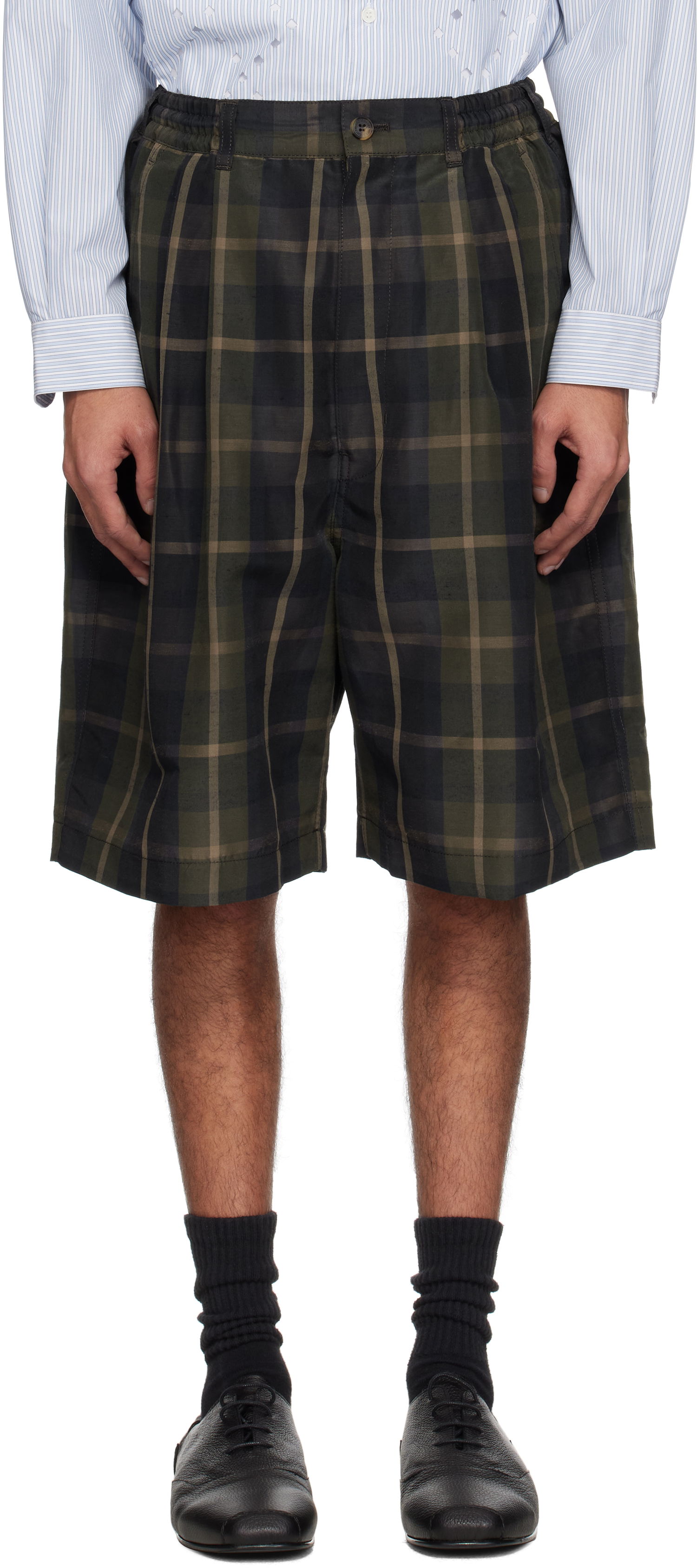 Šortky Comme des Garçons Comme des Garçons Homme Pleated Plaid Shorts Zelené | HO-P035-051, 0