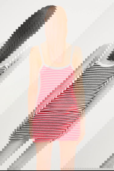 Šaty Sporty & Rich Sporty & Rich Serif Logo Striped Terry Tank Dress Červená | TO083602300ST67, 2