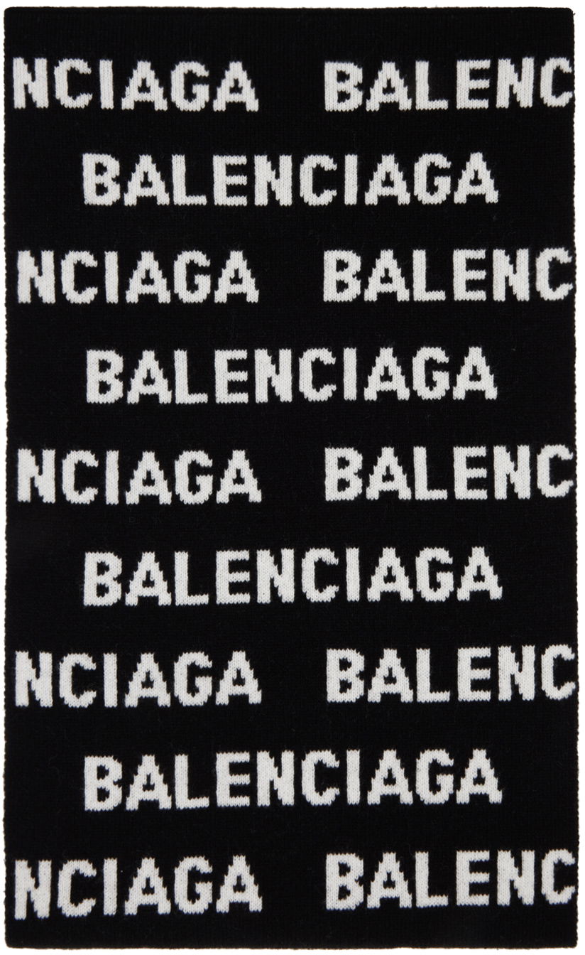 Šál Balenciaga Black & White All Over Scarf Čierna | 766446-T1673-1070