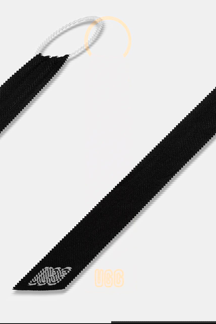 Šál UGG CHUNKY Wool Blend Scarf with Embroidered Logo Čierna | 102787, 0