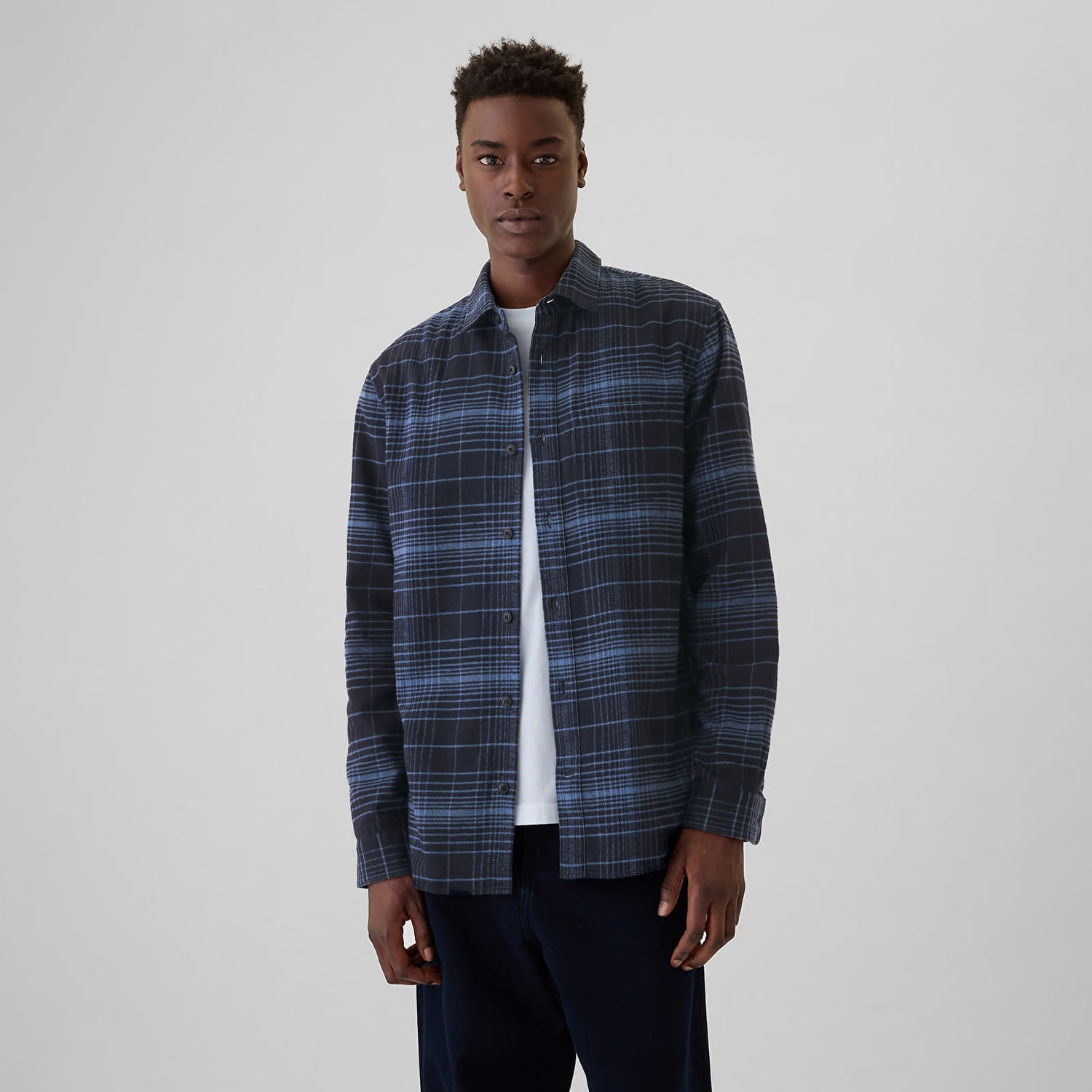 Košeľa GAP Shirt Flannel Shirt Tonal Blue Plaid L Navy | 543204-02, 0