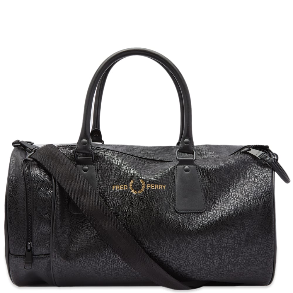 Taška cez rameno Fred Perry Scotch Grain PU Barrel Bag Čierna | L4225-102, 0