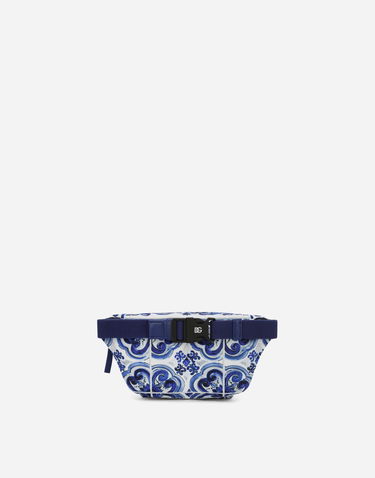 Ľadvinka Dolce & Gabbana Dolce & Gabbana Majolica-print Nylon Belt Bag Modrá | EB0237AZ189HA3OB, 2