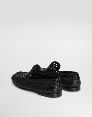 Doplnky Dolce & Gabbana Dolce & Gabbana Polished Goatskin Woven Loafers Čierna | A50481A6M7180999, 2