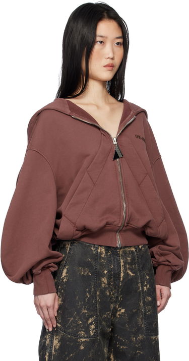 Mikina The Attico The Attico Bonded Logo Cropped Zip-Up Hoodie Vínová | 250WCF00015 JJF003AA, 1