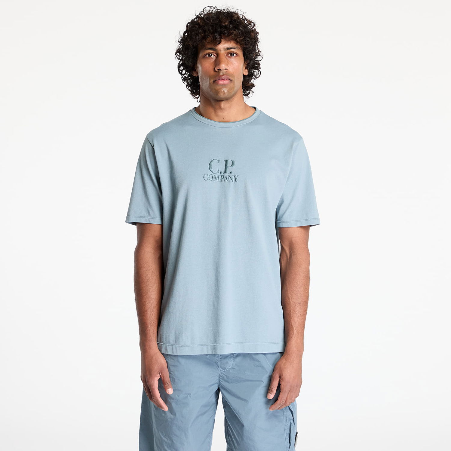 Tričko C.P. Company C.P. Company Tacting Piquet Embroidery T-Shirt Modrá | 18CMTS133A006263G-872, 0