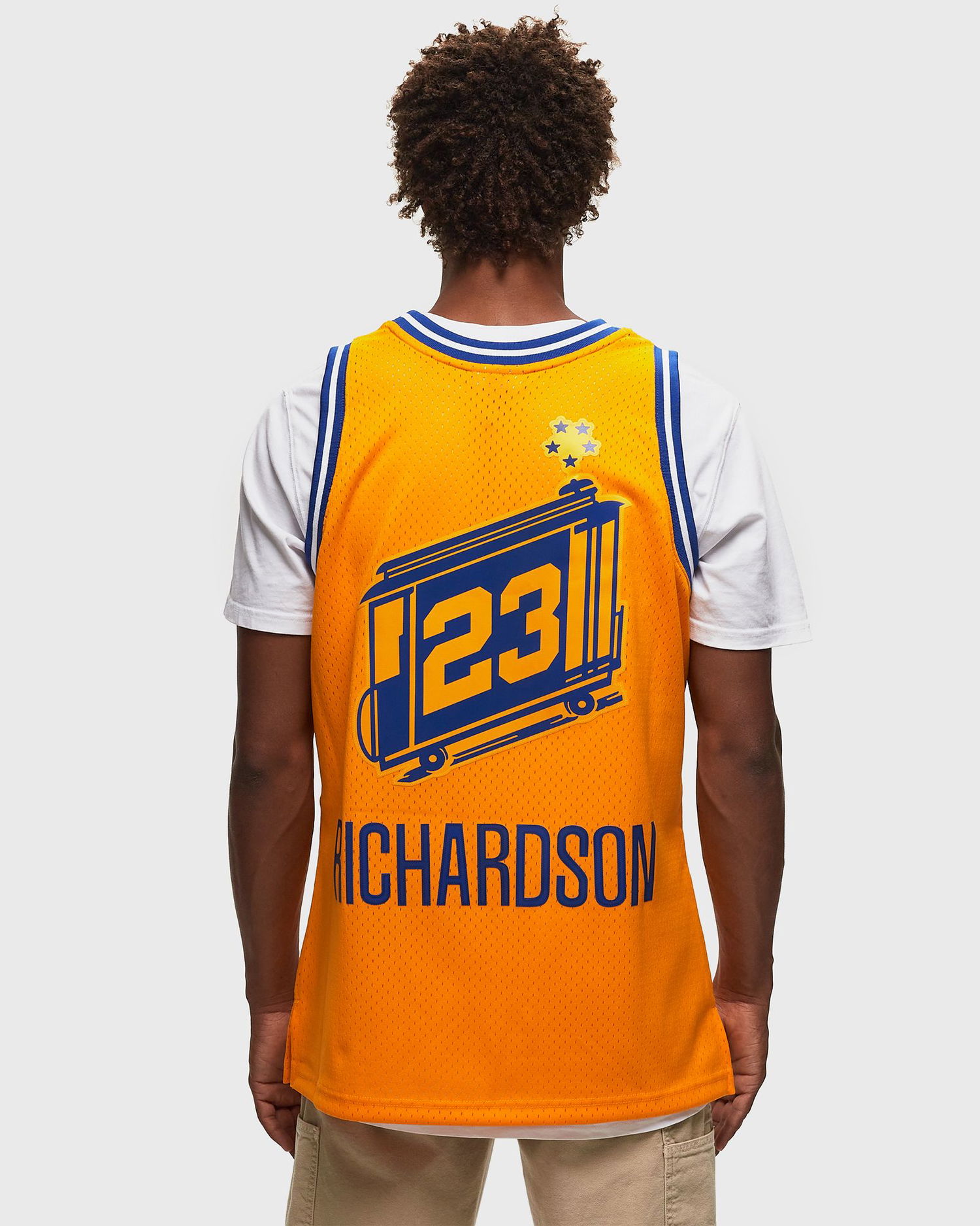 Dres Mitchell & Ness NBA SWINGMAN JERSEY GOLDEN STATE WARRIORS HWC 2003-04 JASON RICHARDSON #23 Žltá | SMJY6162-GSW03JRHWRYW, 1