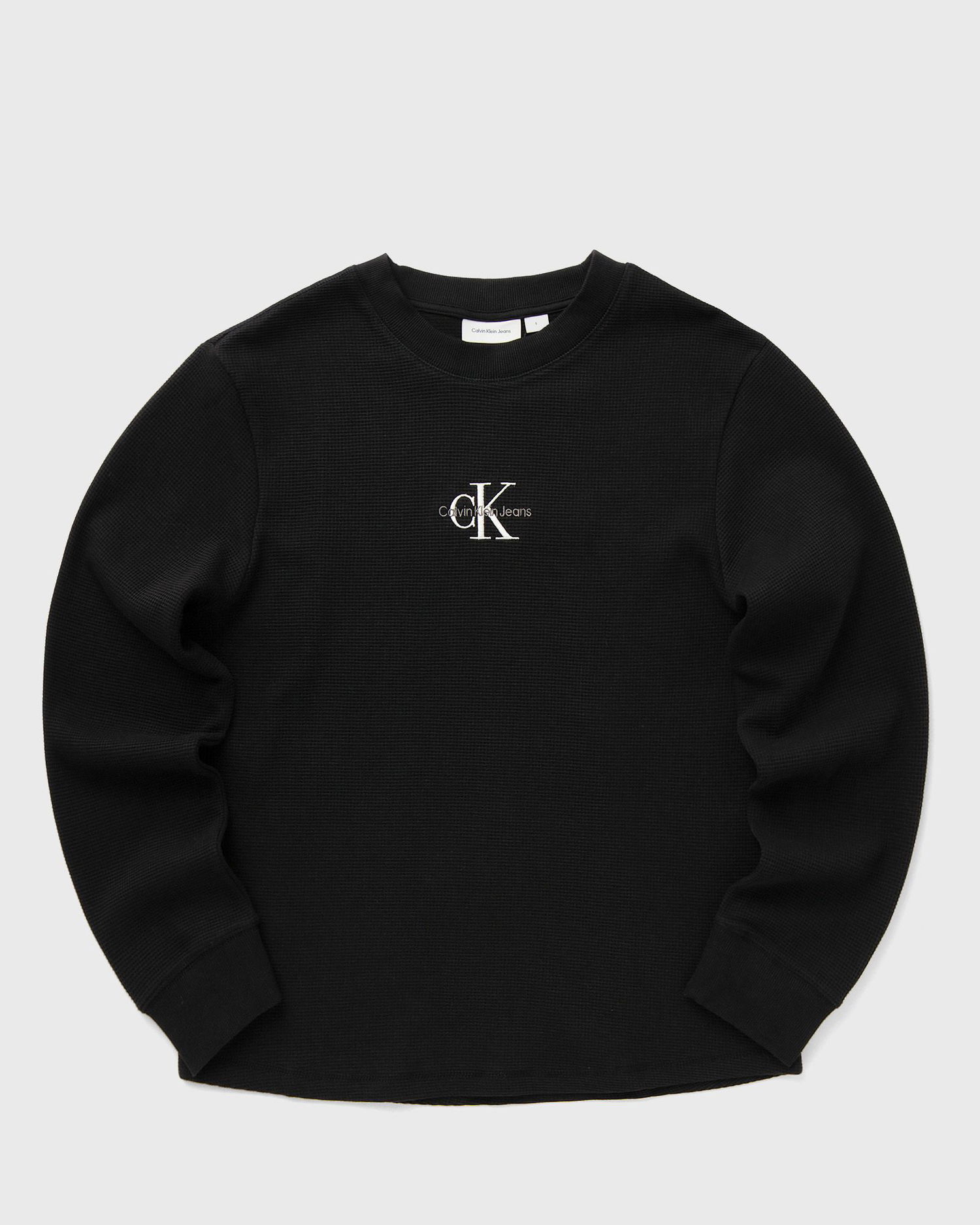 Sveter CALVIN KLEIN Calvin Klein Jeans Waffle Long Sleeve T-Shirt Čierna | J30J327120BEH, 0