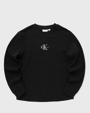 Sveter CALVIN KLEIN Calvin Klein Jeans Waffle Long Sleeve T-Shirt Čierna | J30J327120BEH, 0