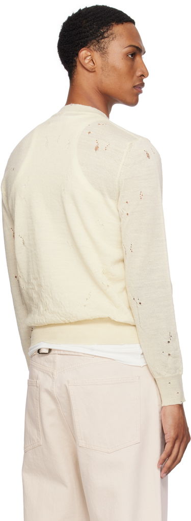 Sveter Maison Margiela MM6 Maison Margiela Distressed Wool Sweater Biela | SH0HL0033 M13134, 2