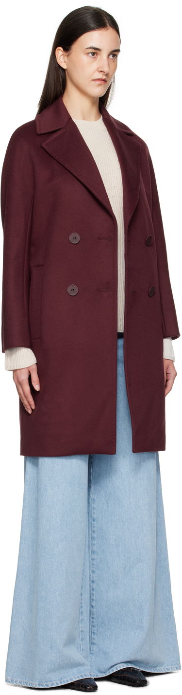 Kabáty Max Mara Max Mara Agenda Double-Breasted Coat Vínová | 2526016081, 1