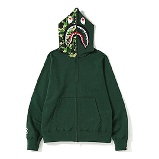 Mikina BAPE Bathing Ape Shark Camo Full Zip Hoodie Zelené | BAPE-SS19-4