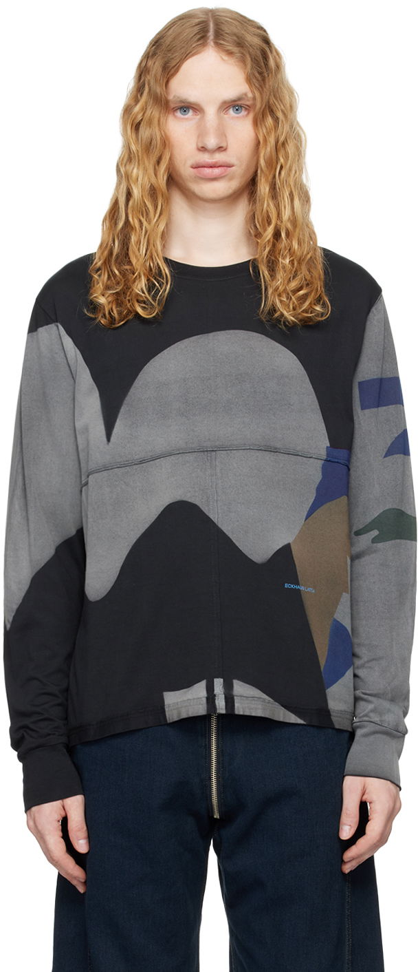 Tričko Eckhaus Latta Lapped Long Sleeve T-shirt Čierna | 302-EL-PF24-M - MYSTERY, 0
