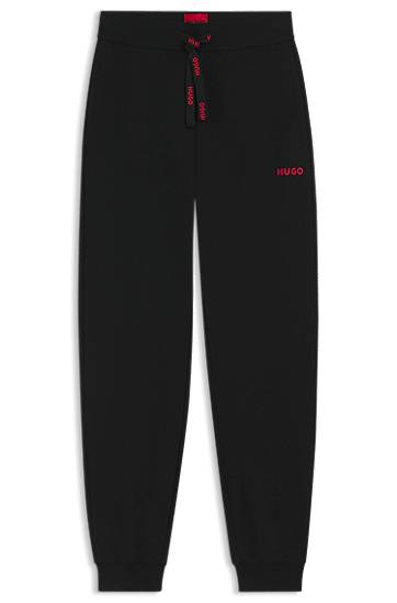 Súprava BOSS Cotton-blend Tracksuit Bottoms with Embellished Drawstring and Leg Detail Čierna | 50556326