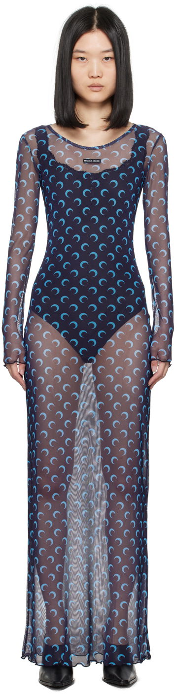 Šaty Marine Serre Moon Print Maxi Dress Modrá | WDR300A, 0