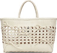 Biscuit Tote with Open-Weave Detail and Braided Handle