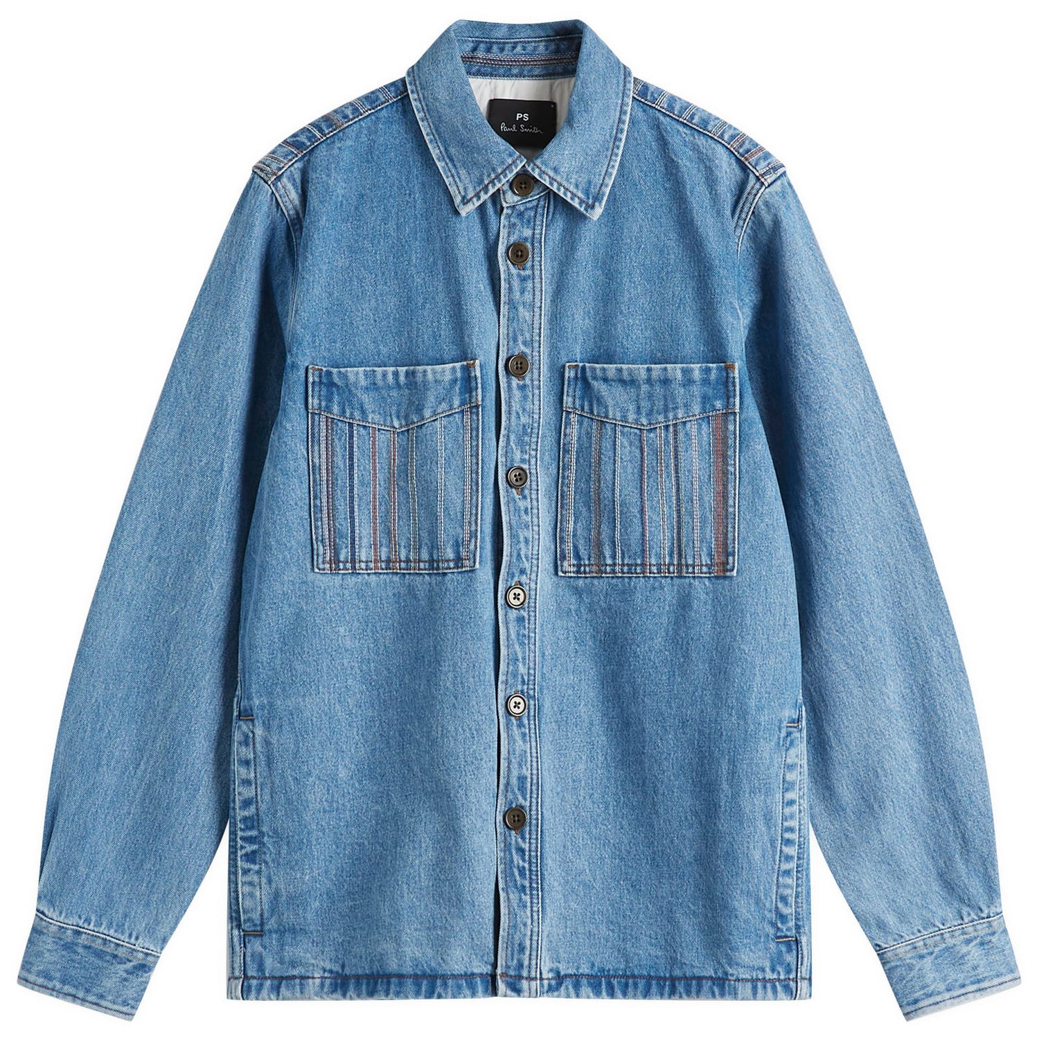 Košeľa Paul Smith Paul Smith Stripe Embroidered Denim Shirt Jacket, Size Large Modrá | M2R-413ZE-P21984-41, 1