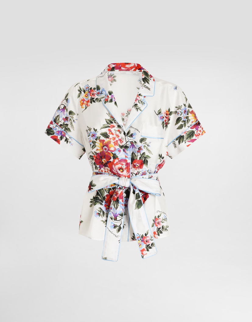 Košeľa Dolce & Gabbana Dolce & Gabbana Flower Bouquet-print Twill Vanity Shirt Biela | F5S23TIS11IHA5ZO
