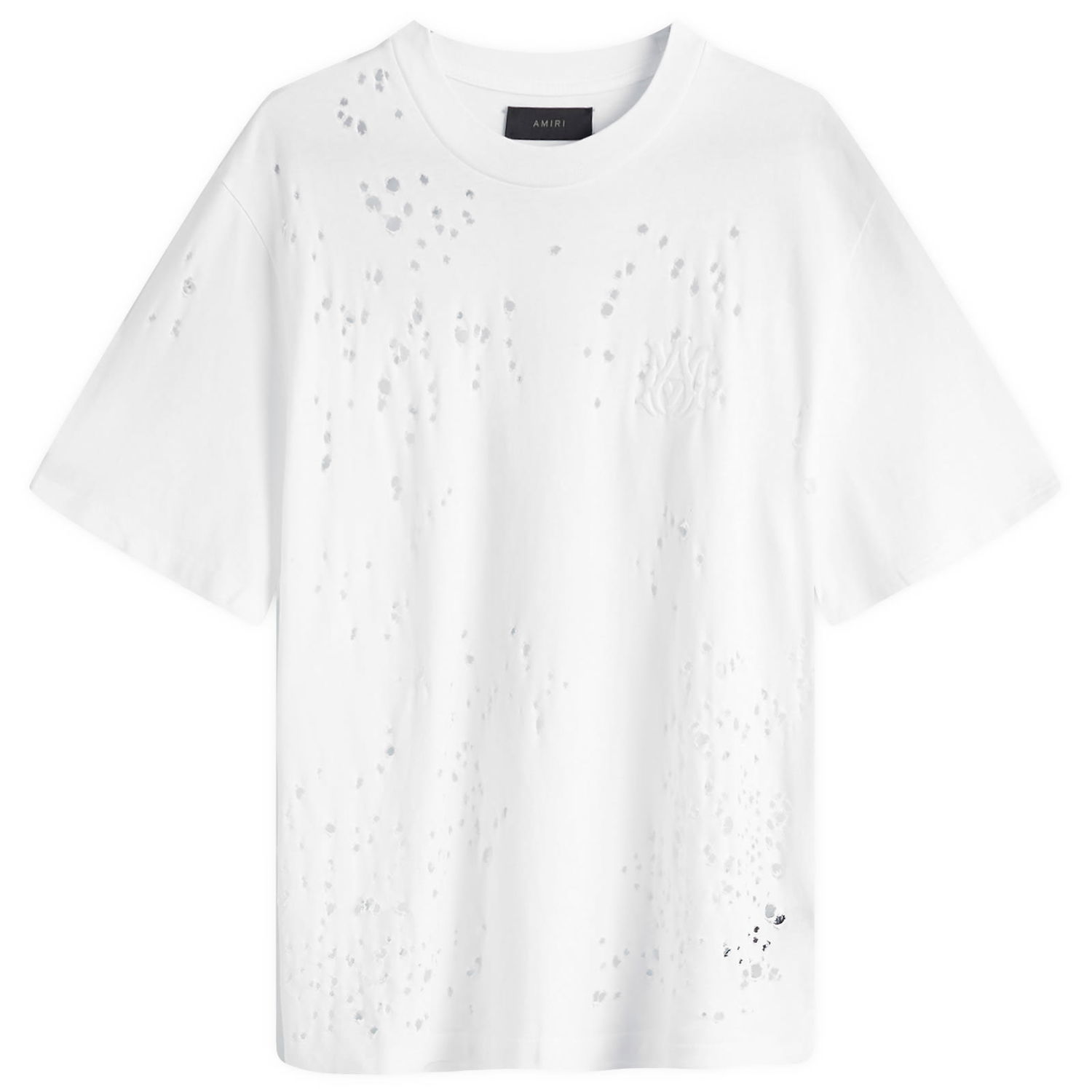 Tričko AMIRI Shotgun Embroidered Logo T-Shirt With Distressing Biela | AMJYTE1059-100, 0