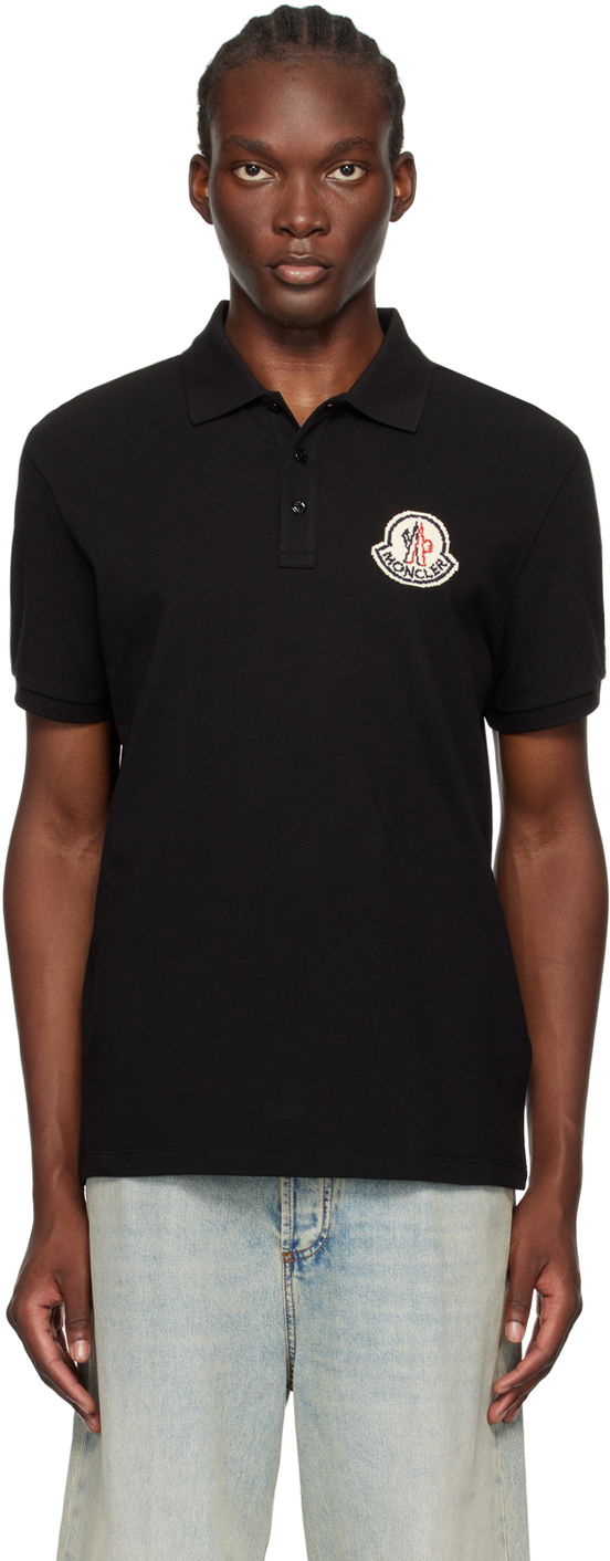 Polo tričko Moncler Black Logo Patch Polo Čierna | J20918A0000589A16, 0