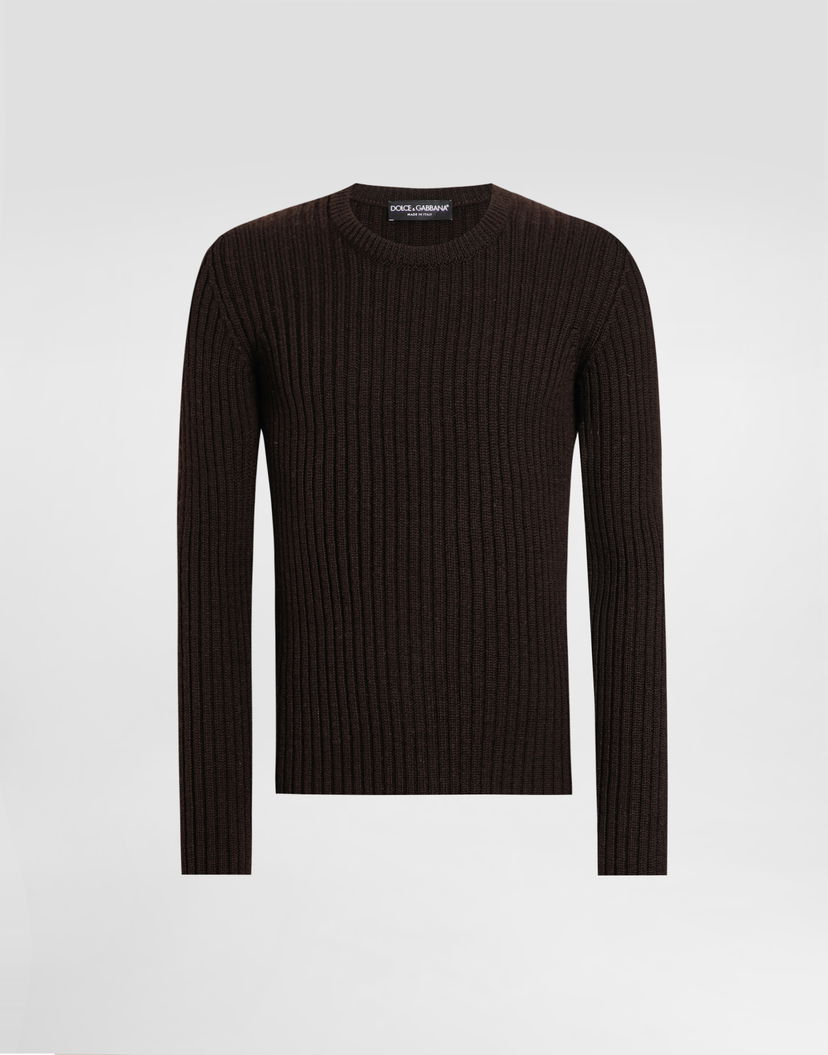 Sveter Dolce & Gabbana Dolce & Gabbana Ribbed Wool Pullover Hnedá | GXQ83TJCVG6M0023
