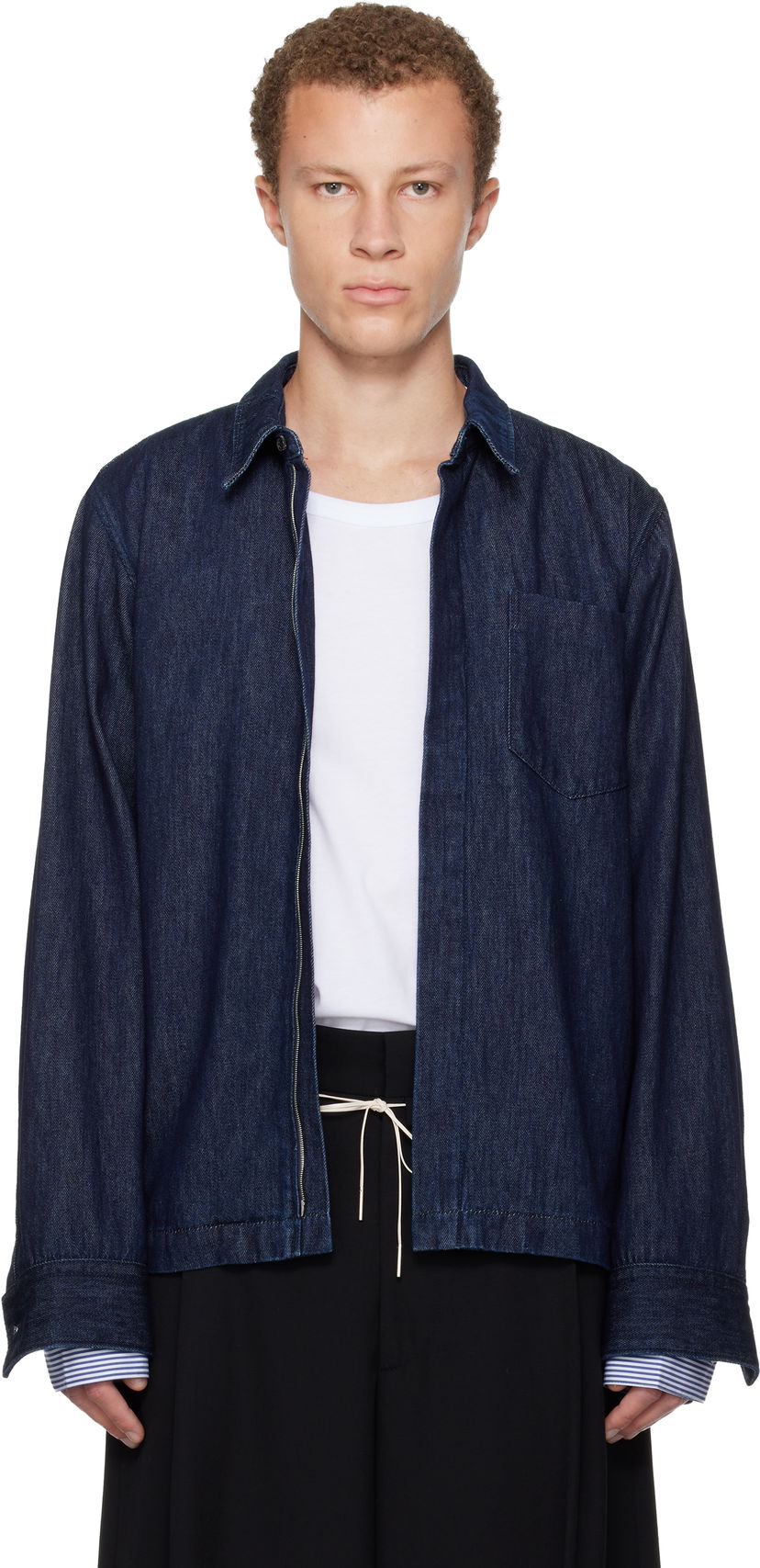 Košeľa Dries Van Noten Dries Van Noten Zip Denim Shirt Modrá | 252-020725-2381