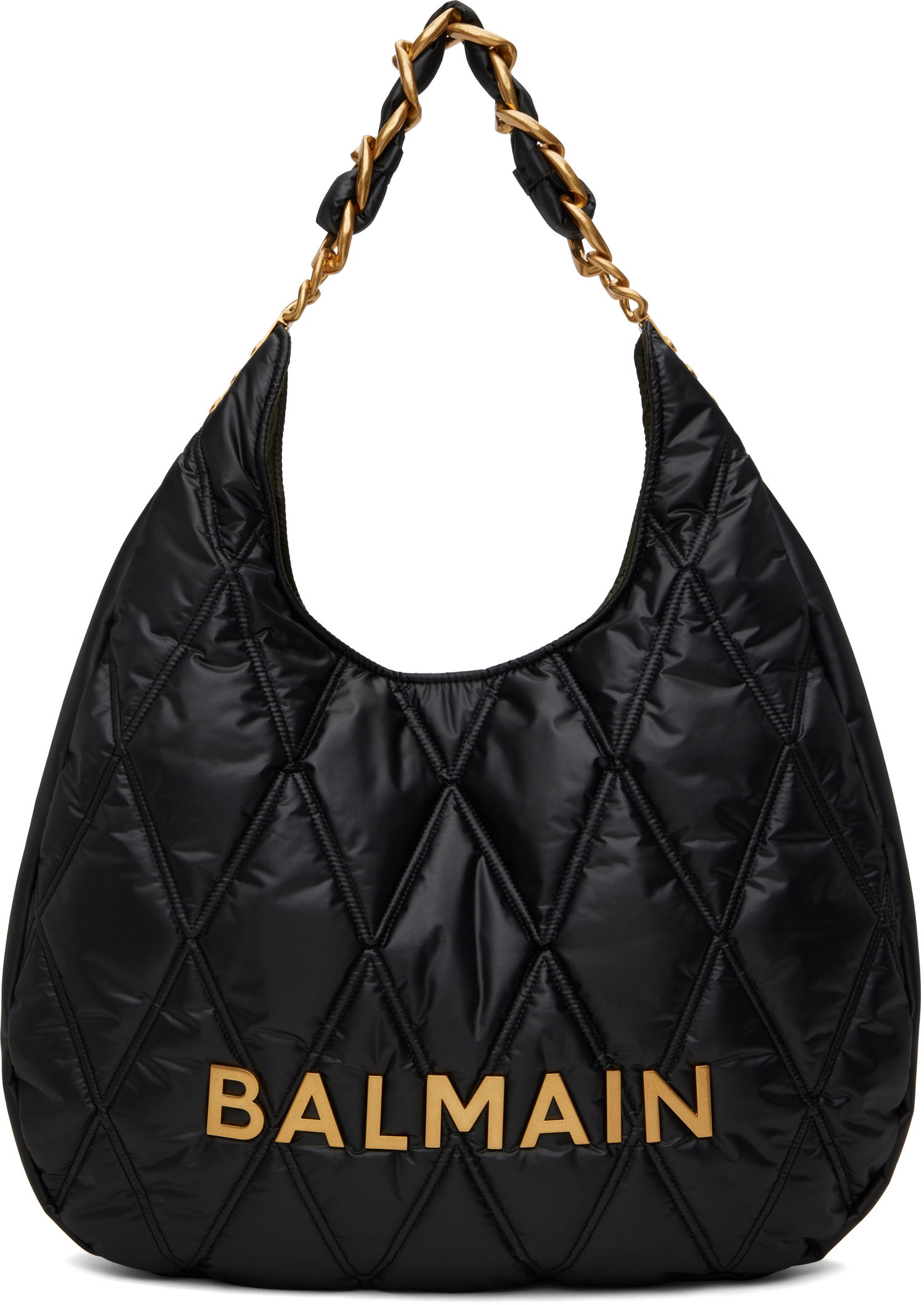 Kabelka Balmain Balmain 1945 Quilted Hobo Bag Čierna | EN1BT929TNDT, 0