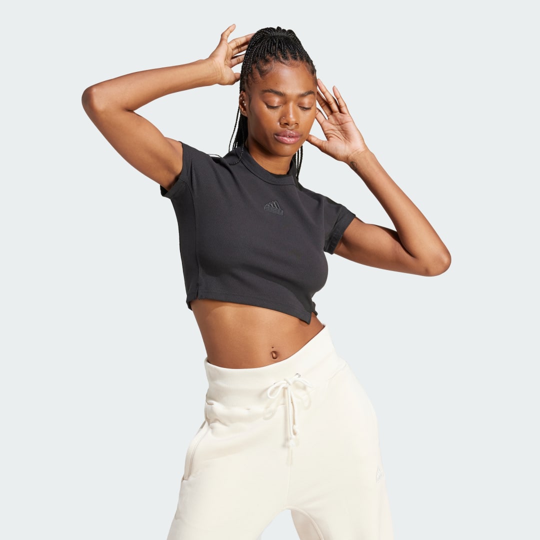 Crop Top adidas Performance adidas Sportswear Lounge Ribbed Crop Čierna | IT2547, 0