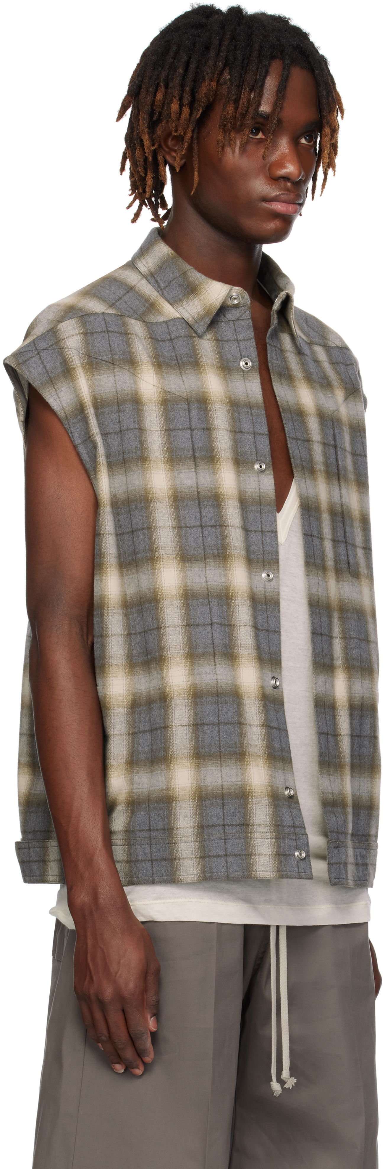 Košeľa Rick Owens Rick Owens Sleeveless Jumbo Outer Shirt Šedá | RU01E5776 CP, 1