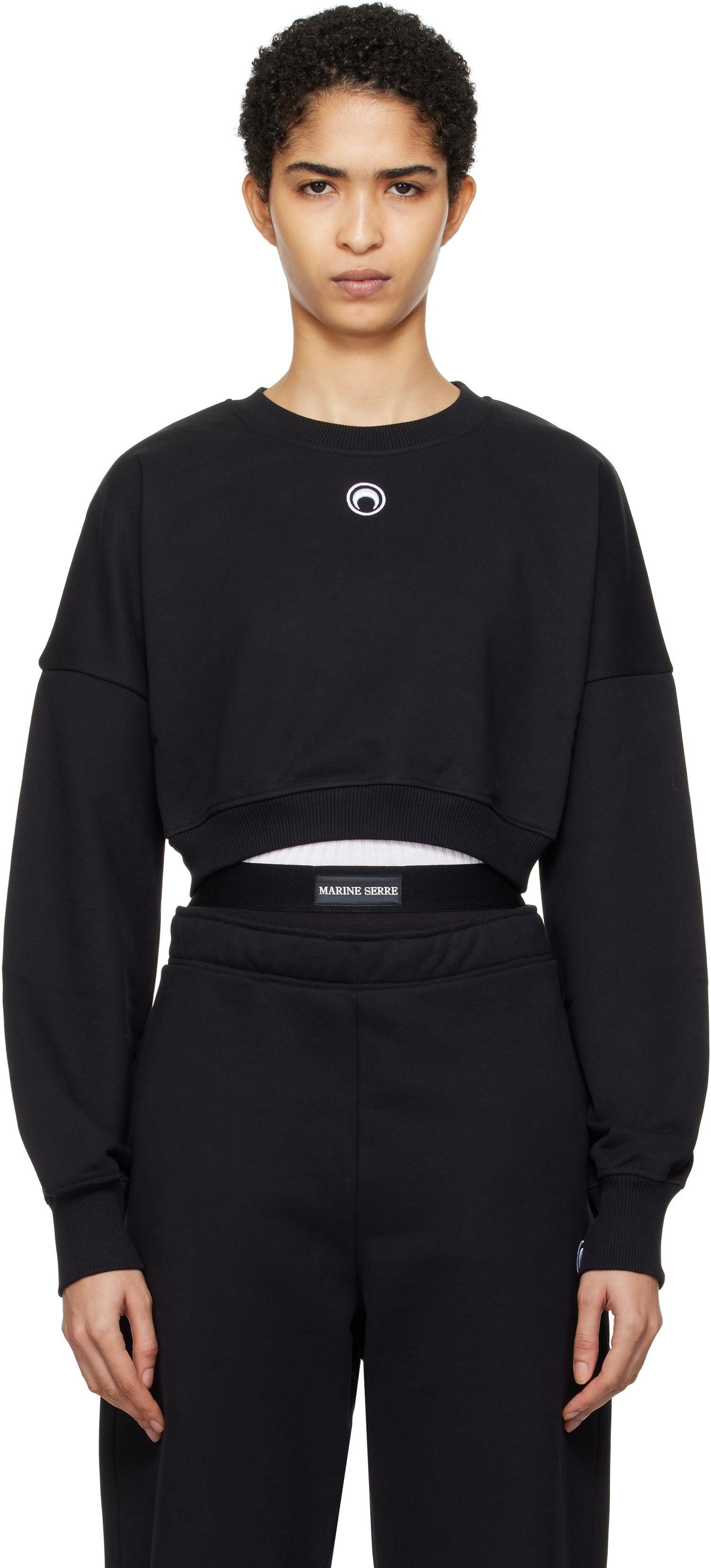 Mikina Marine Serre Moon Logo Fleece Cropped Sweatshirt Čierna | WST012A, 0