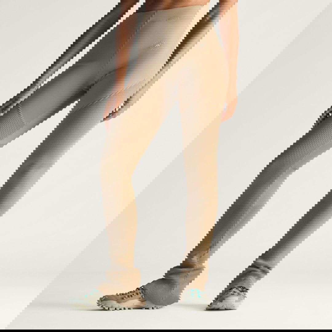 Legíny adidas Performance Stella McCartney Mix High-Waist Ribbed Knitted Leggings Béžová | JL6600, 0