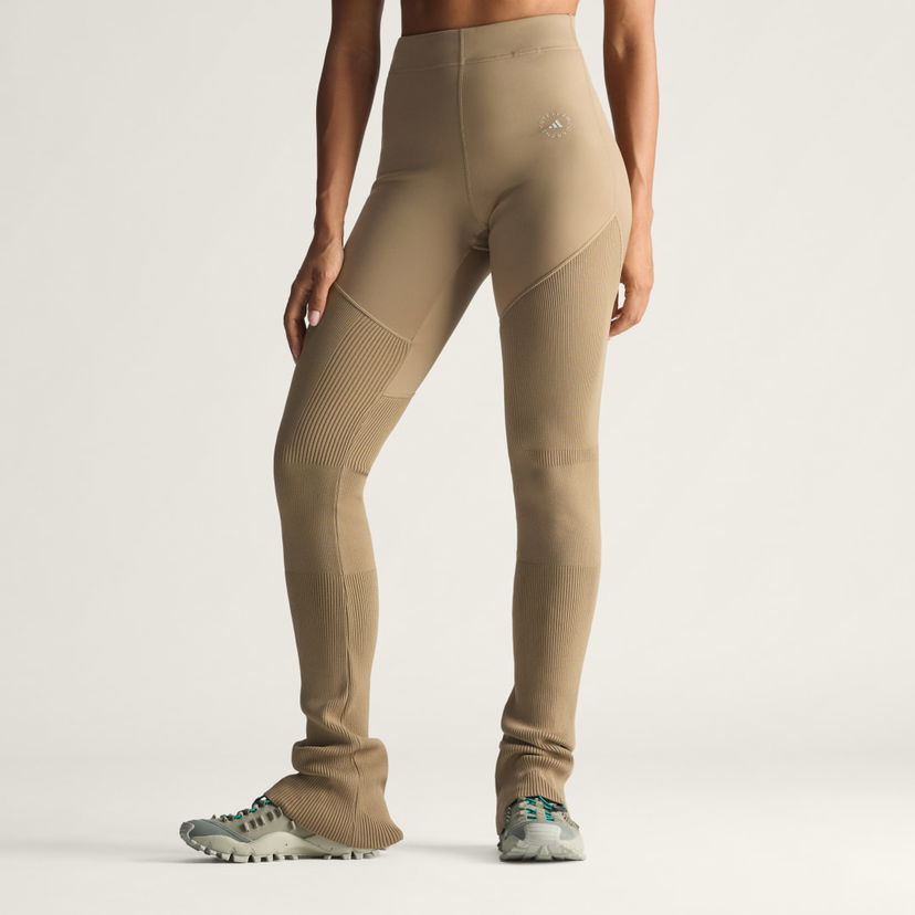 Legíny adidas Performance Stella McCartney Mix High-Waist Ribbed Knitted Leggings Béžová | JL6600