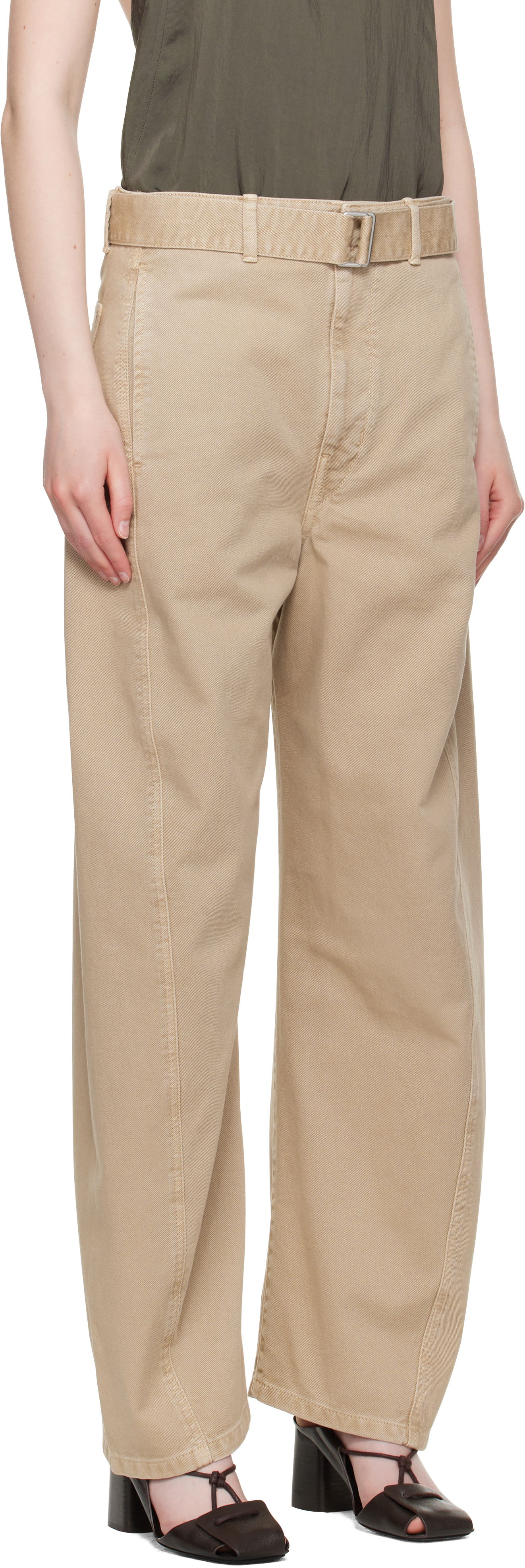 Nohavice LEMAIRE Lemaire Twisted Belted Pants Béžová | PA326 LD1042, 1