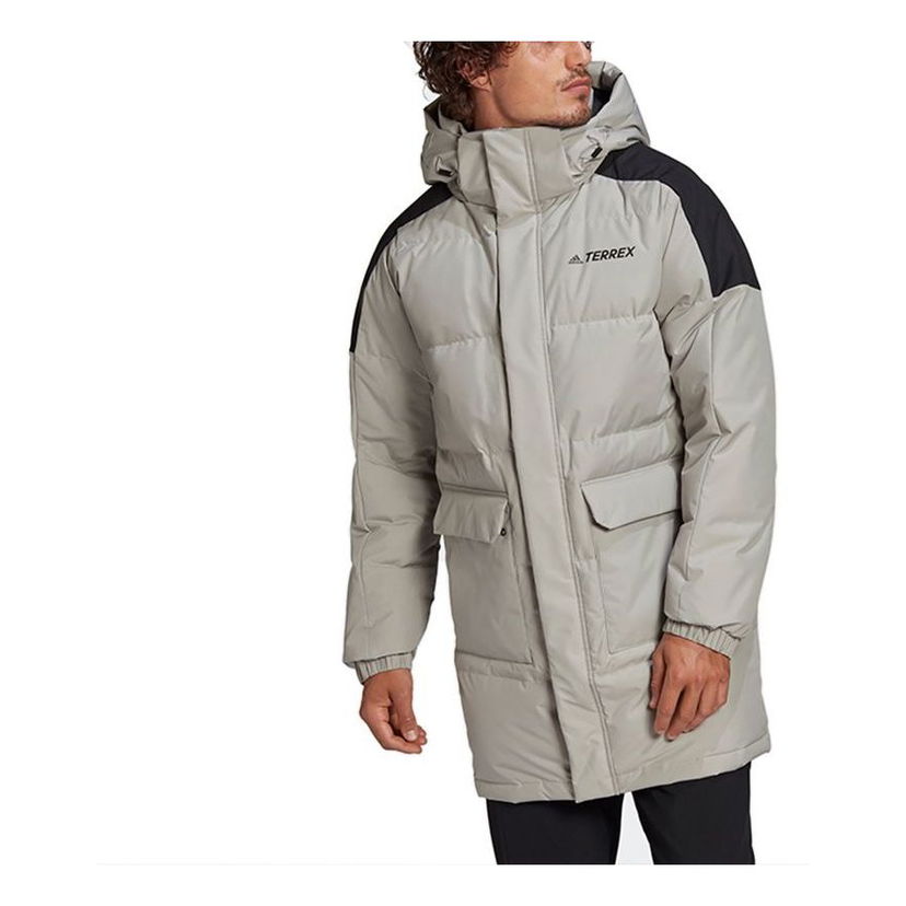 Parka adidas Performance TERREX Colorblock Outdoor Mid-Length Hooded Down Jacket Béžová | GL7413