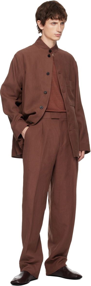 Bunda ZEGNA Standing Collar Button-Front Overshirt with Chest Pocket Hnedá | 973C58A9 SON95, 3