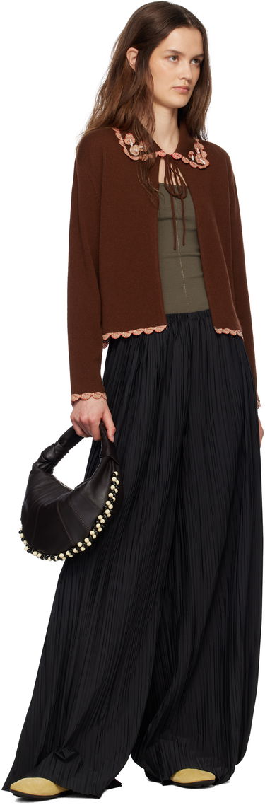 Sveter Bode Bode Rookie Embroidered Scalloped Cardigan Hnedá | WRS25KT021, 3