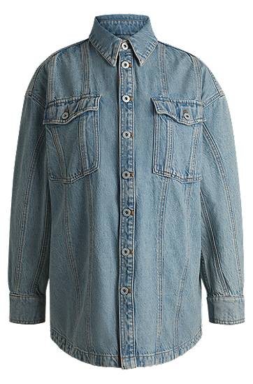 Košeľa BOSS Long Denim Shirt with Patch Pockets Modrá | 50531715