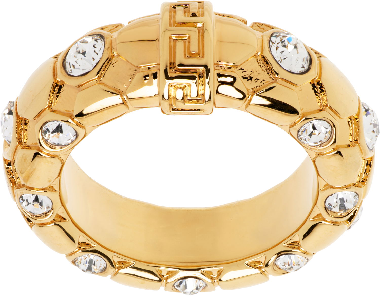Prsteň Versace Versace Greca Crystal Embellished Gold-Tone Ring Metalická | 1020545_1A00621, 0