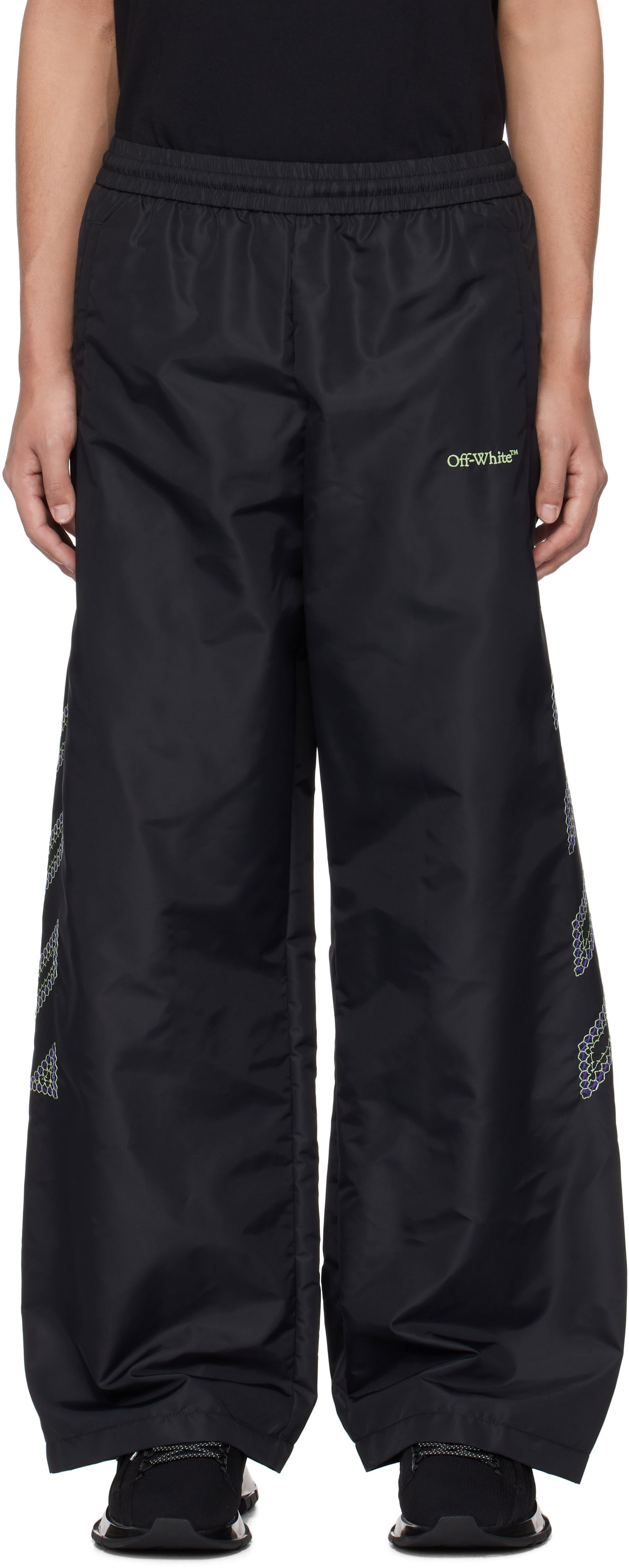 Tepláky Off-White Diag Outl Nylon Faille Track Pants Čierna | OMCJ038S25FAB0011050, 0
