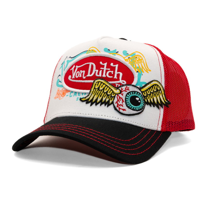 Šiltovka Von Dutch Von Dutch Trucker Patches Cap Biela | VD/0/CAS1/PAT/RED