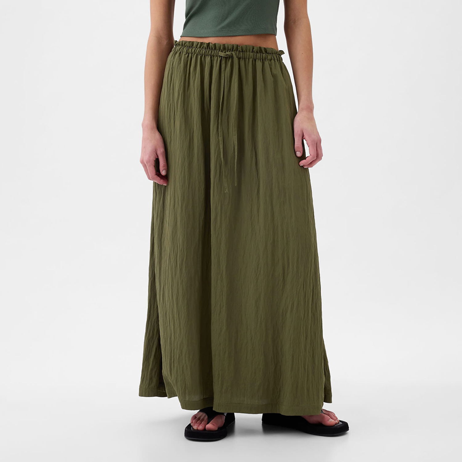 Sukňa GAP Skirt Paperbag Pull On Maxi Skirt Ripe Olive Zelené | 855128-00, 0