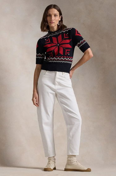 Sveter Polo by Ralph Lauren Wool Blend Mockneck Fair Isle Sweater Navy | 211947919, 2