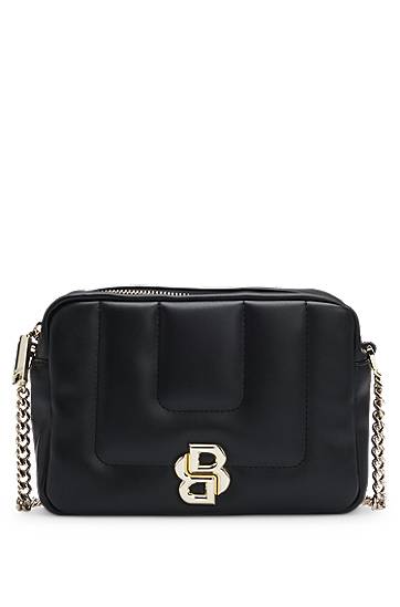 Taška cez rameno BOSS Balmain Quilted Crossbody Bag with Double B Monogram Čierna | 50523349, 0