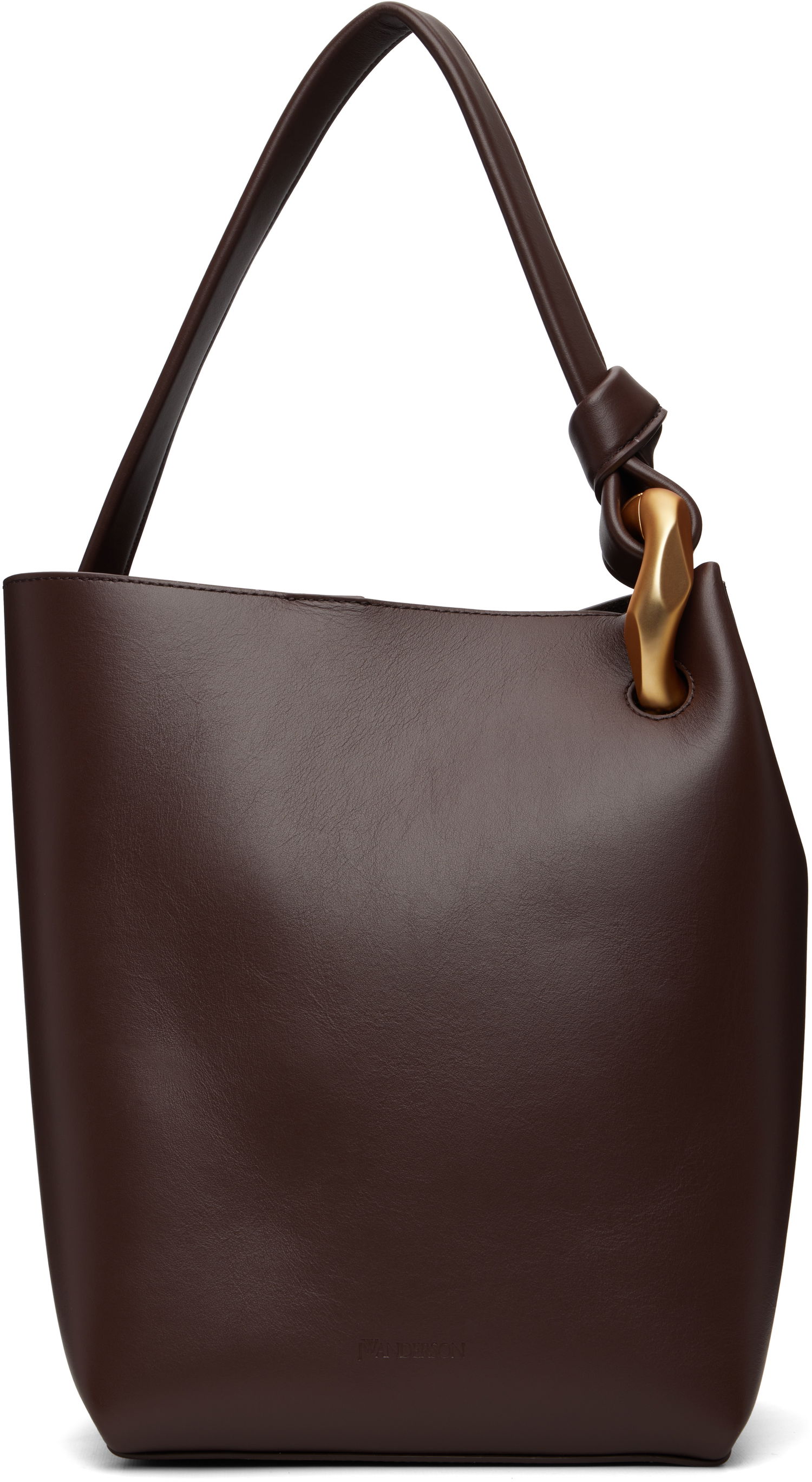 Tote bag JW Anderson JW Anderson 'The JWA Corner Bucket' Leather Tote with Sculptural Handle Hnedá | HB0737-LA0232, 0