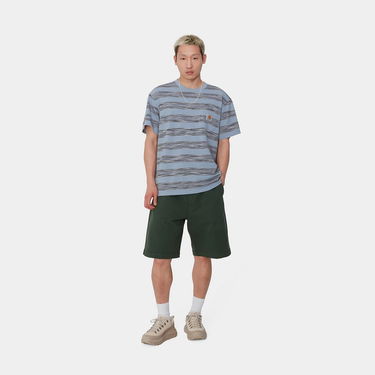 Tričko Carhartt WIP Short Sleeve Pocket T-Shirt in Misty Sky Stripe Modrá | I033679_5, 2